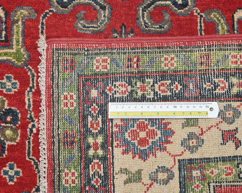 4x6 Red Kuba Afghan Hand Knotted Wool Area Rug